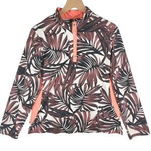 Tail White Label women's long sleeve polo shirt XL 1/4 snap palm leaf Activewear